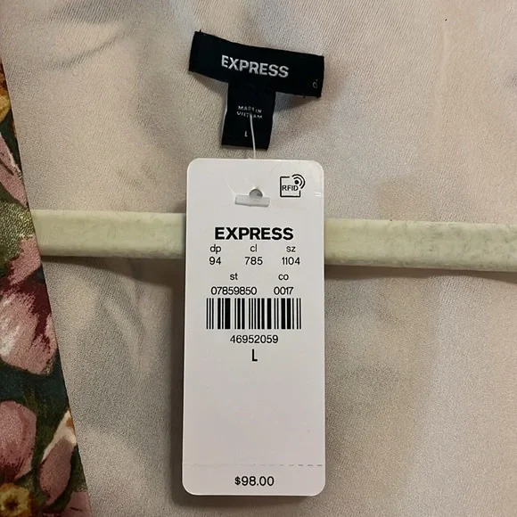 Express Satin Floral V-Neck Tie Front Cutout Midi Dress - Picture 9 of 9